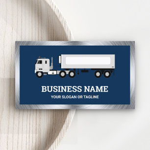 Carte De Visite Camion Remorque de Transport Logistique Bleu Marin