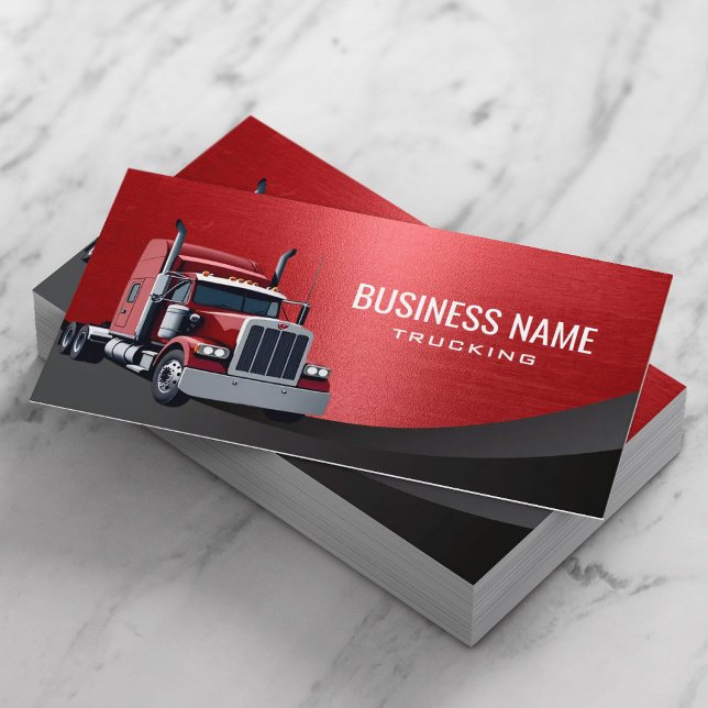 Carte De Visite Camion semi professionnel Camion métal rouge (Créateur téléchargé)