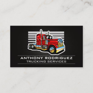 Carte De Visite Camion Semi-Rouge   Transport   Pilote