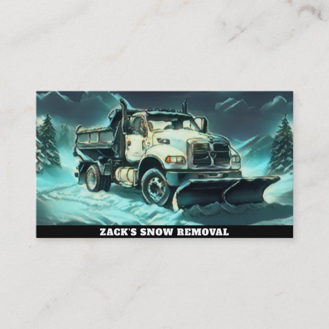 Carte De Visite *~* Camion Turquoise d'enlèvement de neige à neige (Devant)
