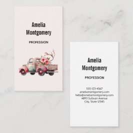 Carte De Visite Camion Vintage rose