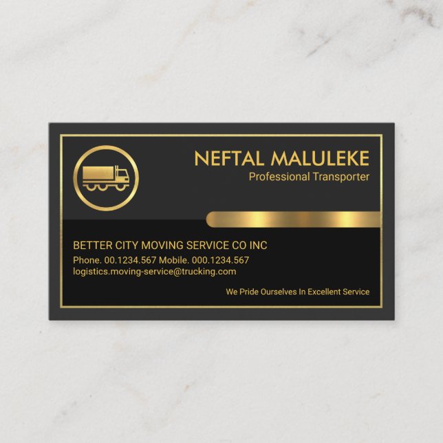 Carte De Visite Camionnage à cadre d'or spécial (Devant)