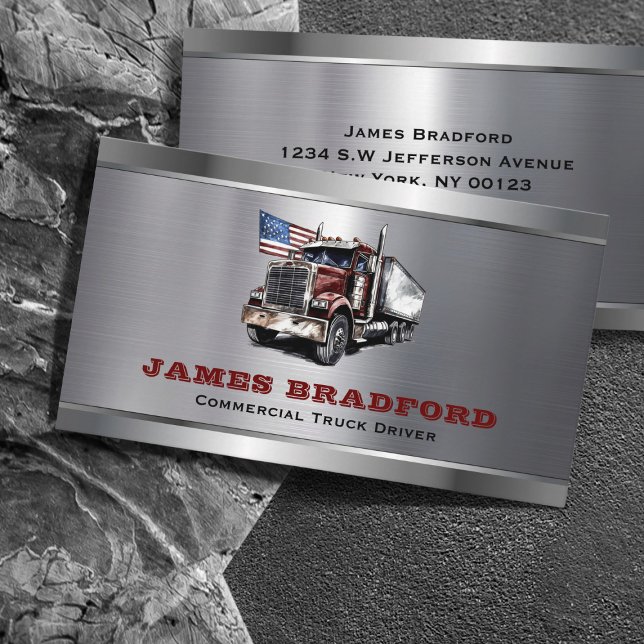 Carte De Visite Camionnette Transport du bois de métal Trucker Com (Créateur téléchargé)