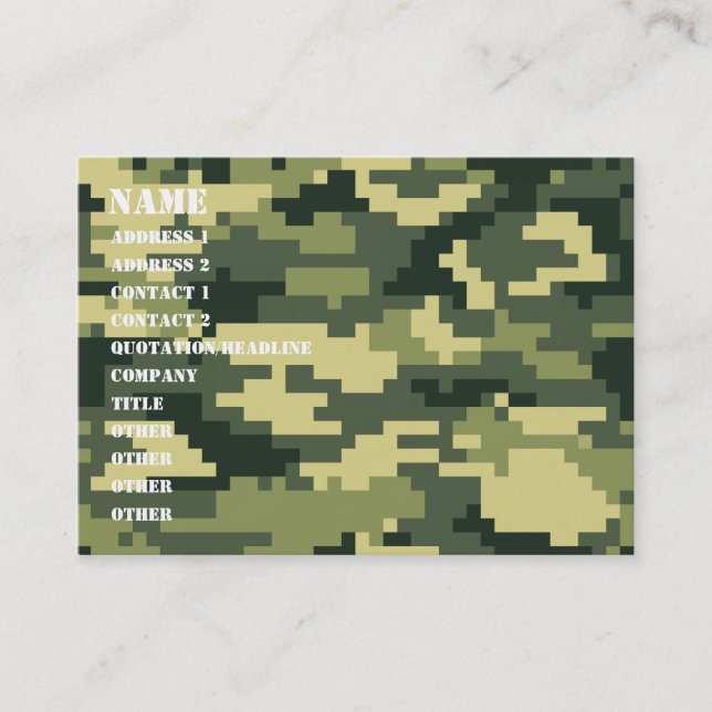 Carte De Visite Camouflage/Camo de région boisée de 8 de bit (Devant)