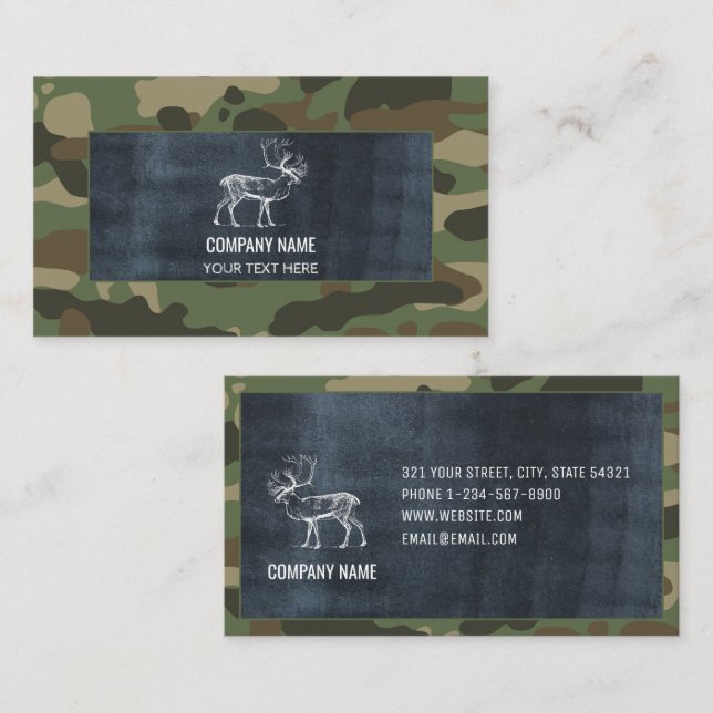 Carte De Visite Camouflage Green Camo Army Fournitures extérieures (Devant / Derrière)