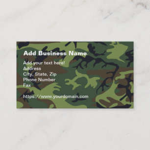 Carte De Visite Camouflage militaire vert Woodland et code QR