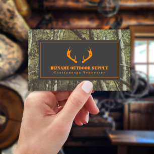 Carte De Visite Camouflage + Orange Deer Antlers Outdoor Retail