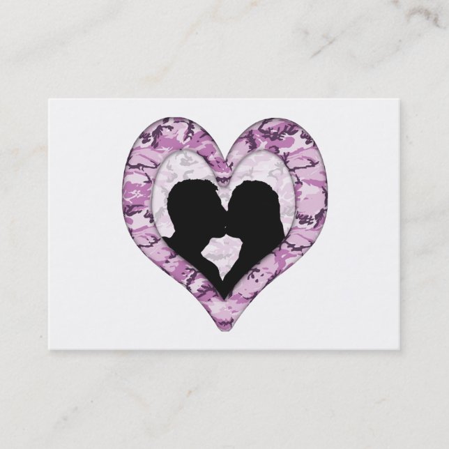 Carte De Visite Camouflage rose/pourpre en bois - Couple baisant (Devant)