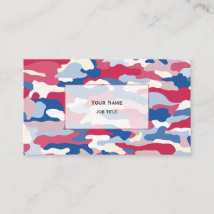 Carte De Visite Camouflage rouge blanc et bleu (blanc transparent)