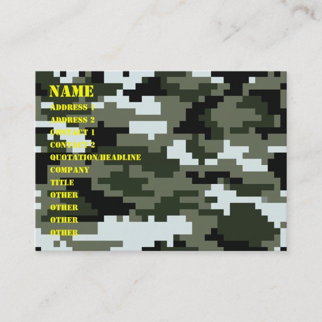 Carte De Visite Camouflage urbain/Camo de 8 de bit Digitals de (Devant)