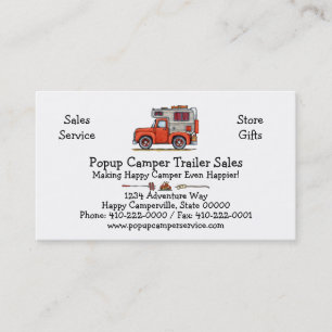 Carte De Visite Campeur de camion pick-up, rv, remorque ou cabine