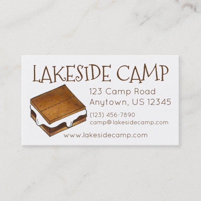 Carte De Visite Camping d'été Feu de Campfire Smore Marshmallow S' (Devant)