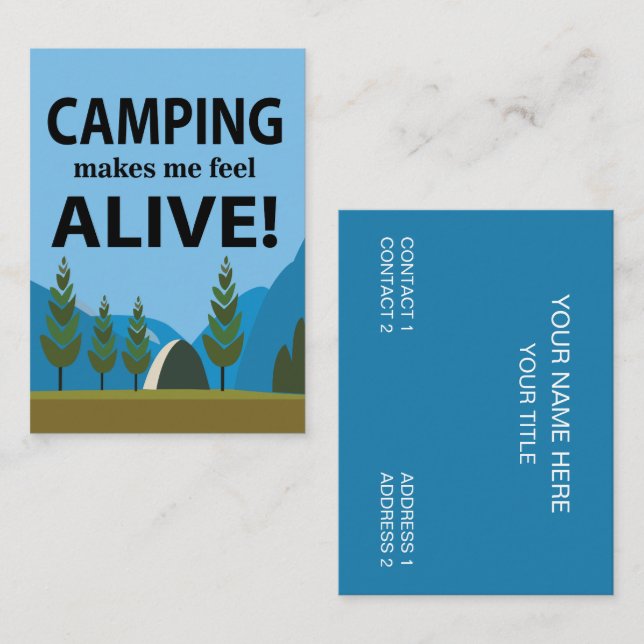 Carte De Visite Camping Me Fait Me Sentir Vivant Camping (Devant / Derrière)
