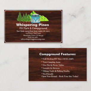 Carte De Visite Camping rustique RV Park Contact Design