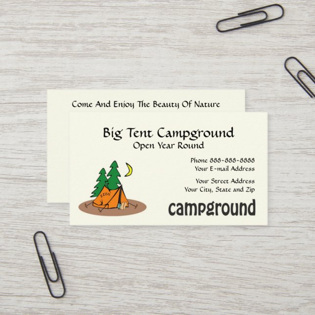 Carte De Visite Camping Tente Équipement extérieur Affaires (Devant/Arrière en situation)