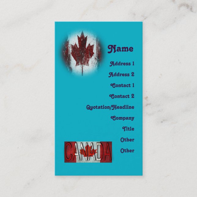 Carte De Visite Canada Créez votre propre (Devant)