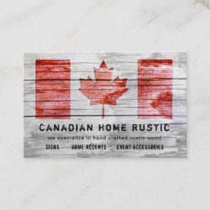 Carte De Visite Canadian Rustic Bois Thème de travail Canad Drapea