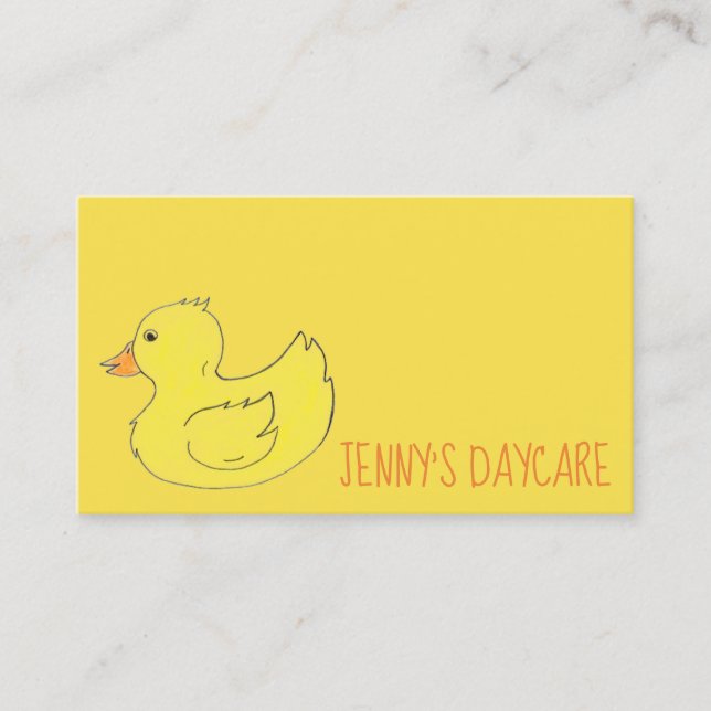 Carte De Visite Canard en caoutchouc jaune Enseignant de garderie  (Devant)