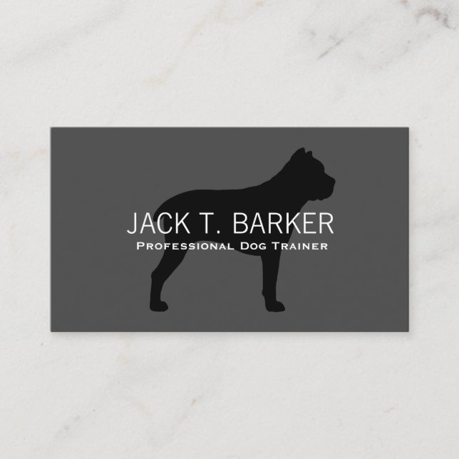 Carte De Visite Cane Corso Silhouette Noir sur gris (Devant)