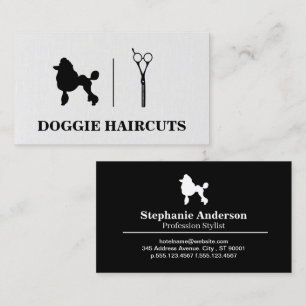 Carte De Visite Caniche Logo des ciseaux Grooming