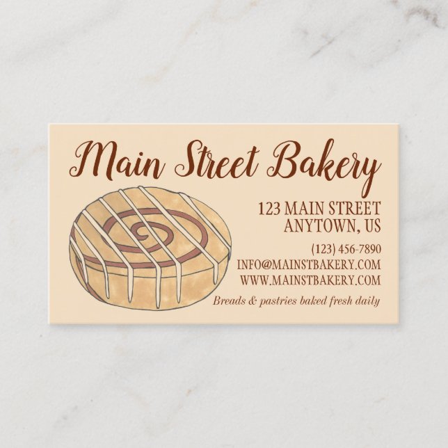 Carte De Visite Cannelle Roll Bun Pâtisserie Chef Boulangerie Café (Devant)
