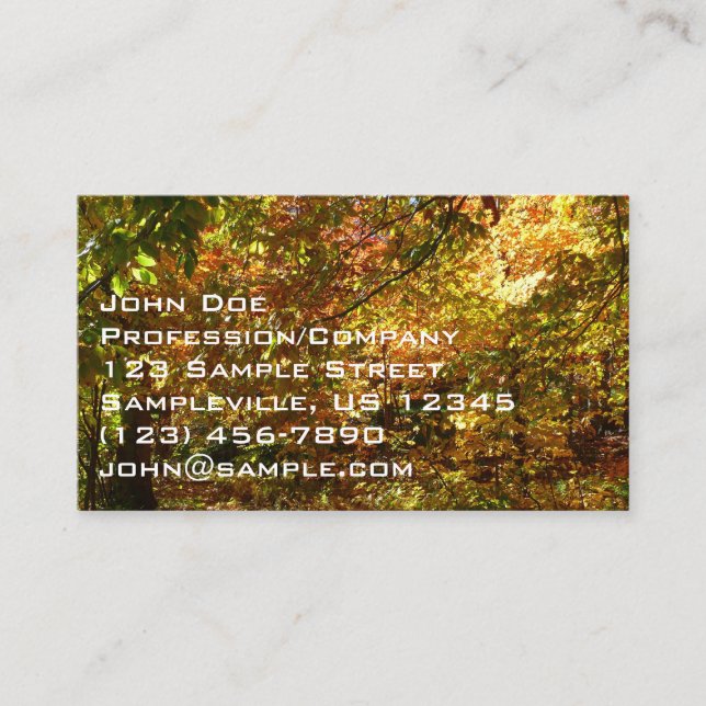 Carte De Visite Canopée des Feuilles d'automne II Photographie d'a (Devant)