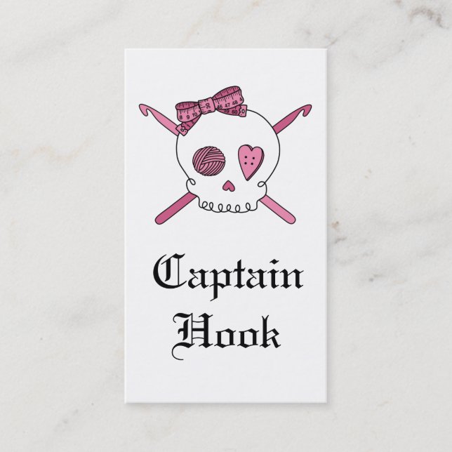 Carte De Visite Capitaine Hook Skull et crochets de crochet (rose) (Devant)