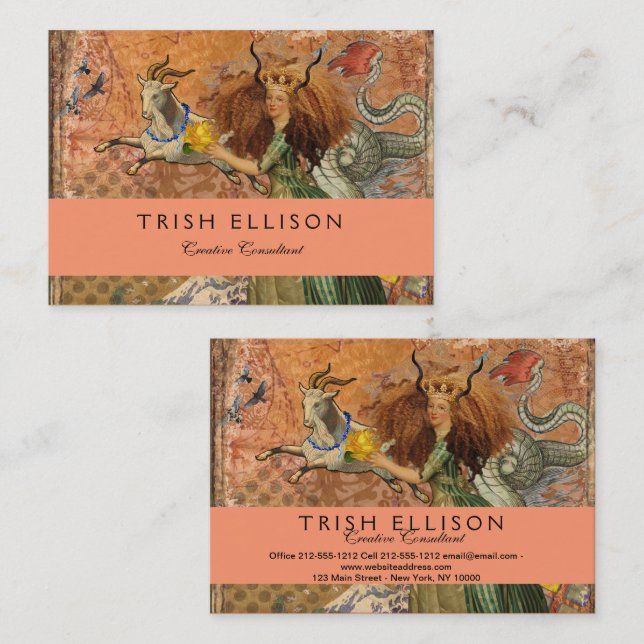 Carte De Visite Capricorn Femme Chèvre Whimsical Amusant (Devant / Derrière)