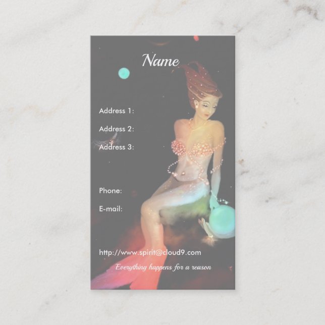 Carte De Visite Capricorne et Crystal Ball (Devant)