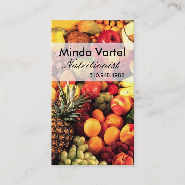 Carte De Visite Car de nourriture de nutritionniste de fruit (Devant)