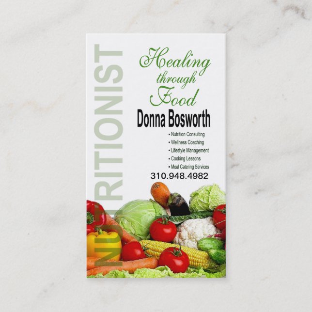 Carte De Visite Car de nourriture de nutritionniste de produit (Devant)