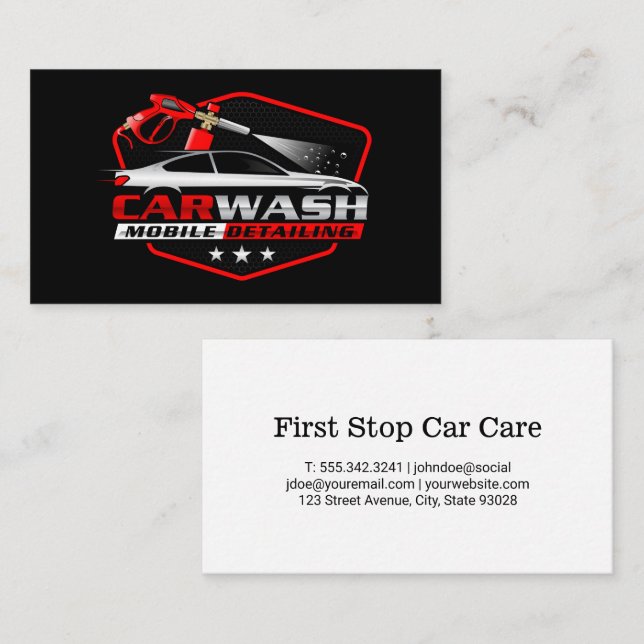 Carte De Visite Car Wash Spray Logo | Auto Cleaning Care (Devant / Derrière)