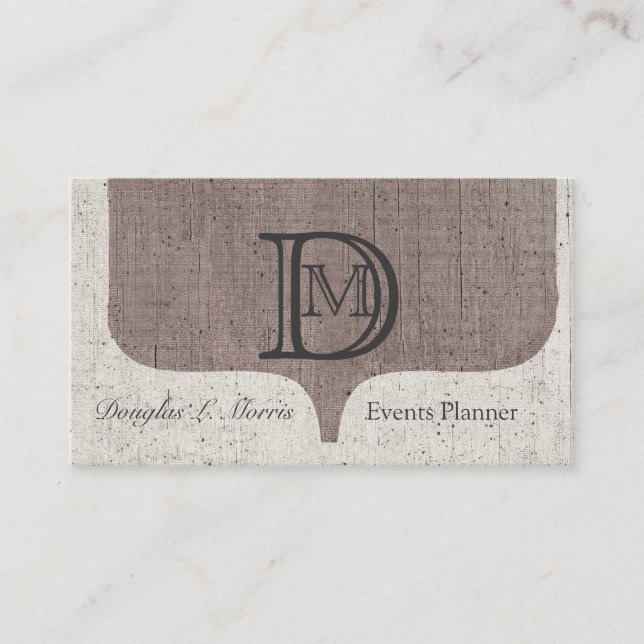 Carte De Visite Caractère Linen Charmant Élégant Monogramme De Fil (Devant)