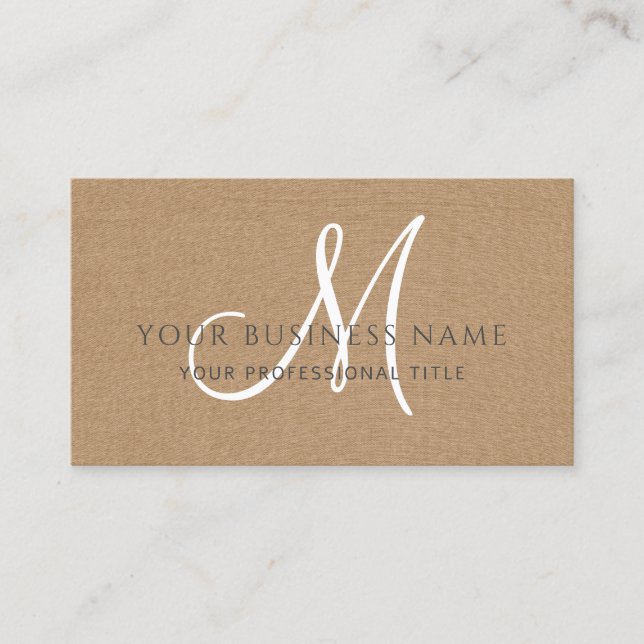 Carte De Visite Caramel Linge Brown Simple Monogramme minimal (Devant)