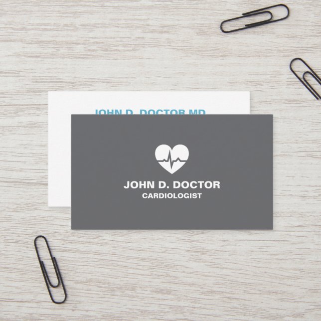 carte de visite cardiaque de cardiologie moderne (Devant/Arrière en situation)