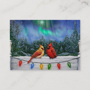 Carte De Visite Cardinaux et lumières de Noël Neige d'hiver