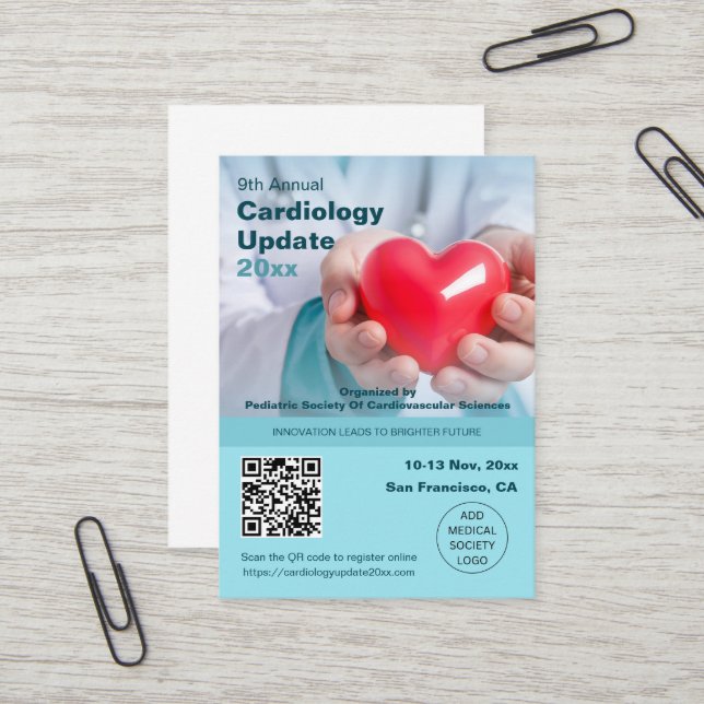 Carte De Visite Cardiologie Cardiothoracic Conférence Médicale (Devant/Arrière en situation)