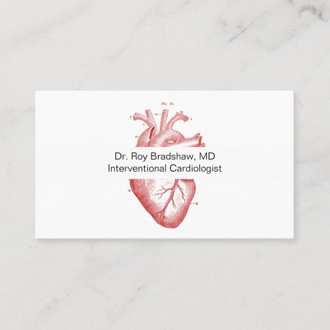Carte De Visite Cardiologiste de l'illustration cardiaque anatomiq (Devant)