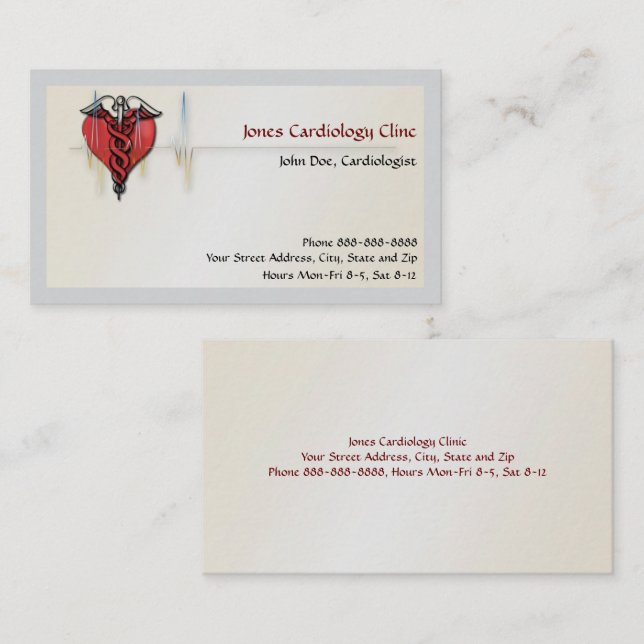 Carte de visite cardiologue (Devant / Derrière)