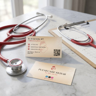 Carte De Visite CardioPulmonary Rehab Business   Rouge clair