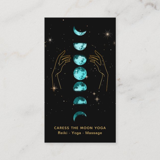Carte De Visite *~* Caress Moon Turquoise Phases Bleues + Étoile M (Devant)