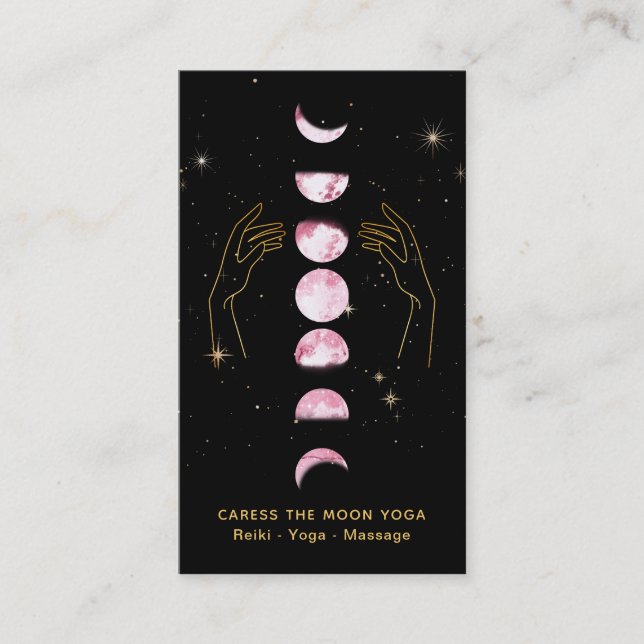 Carte De Visite *~* Caress PINK Moon Phases + Hands Celestia Star (Devant)