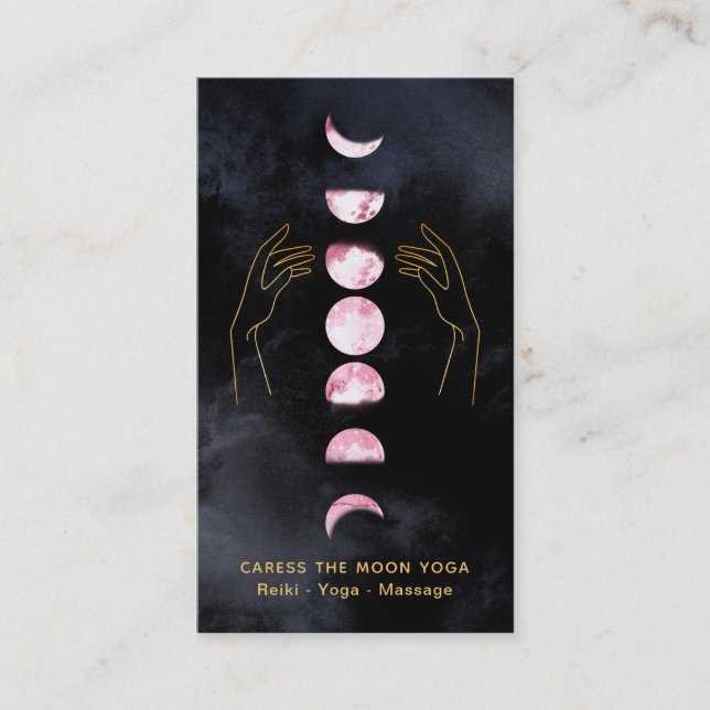 Carte De Visite *~* Caresser Les Phases De La Lune Rose + Céleste  (Devant)
