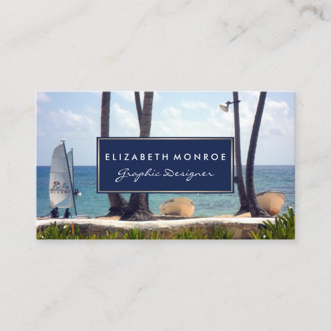 Carte De Visite Caribbean Beach, Travel & Tourism (Devant)
