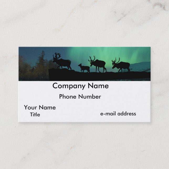 Carte De Visite Caribou et lumières du nord (Devant)