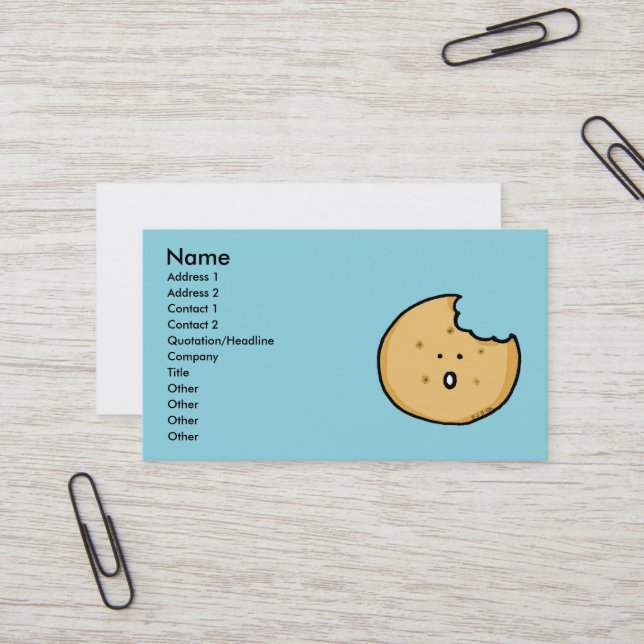 Carte De Visite Caricature amusante de biscuits avec une pointe (Devant/Arrière en situation)