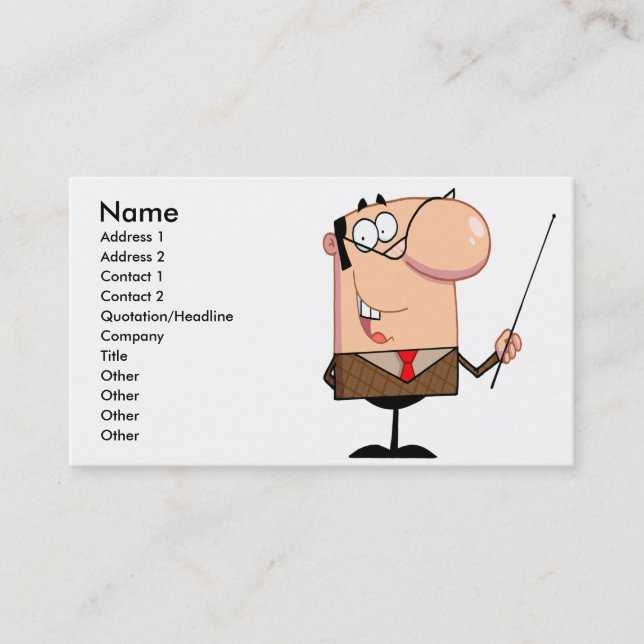 Carte De Visite caricature homme professeur personnage (Devant)