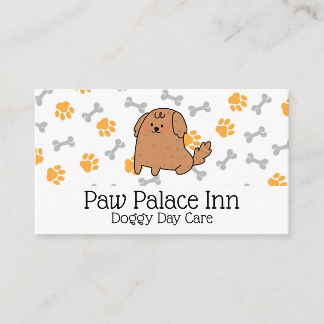 Carte De Visite Caricature pour chien mignon | Motif de pattes et  (Devant)