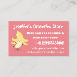 Carte De Visite Caricature sur la banane de Cute kawaii
