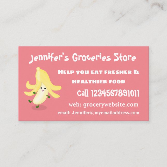 Carte De Visite Caricature sur la banane de Cute kawaii (Devant)